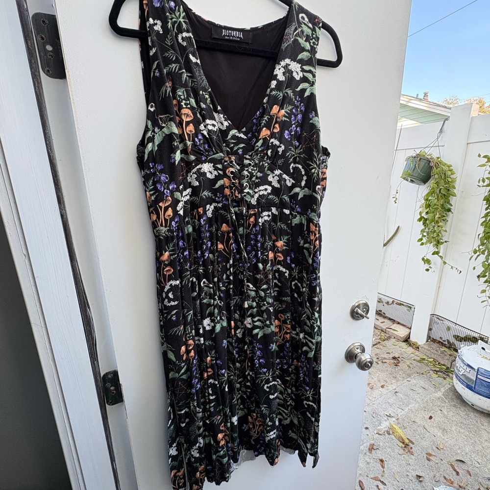 Disturbia Black Floral Midi Dress